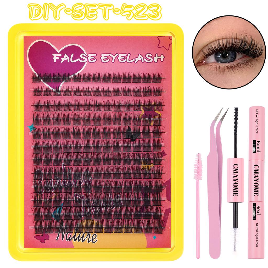 Diy False Eyelash Extension Set, Single Tuft Of Hair 240 Tufts Of Thick Curled Big Eyes D Curled Eyelashes