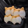 Plush Corgi Dog Butt Car Neck Pillow with Lumbar Support Cute Cartoon Dog Car Accessory Creative Travel Pillow Set