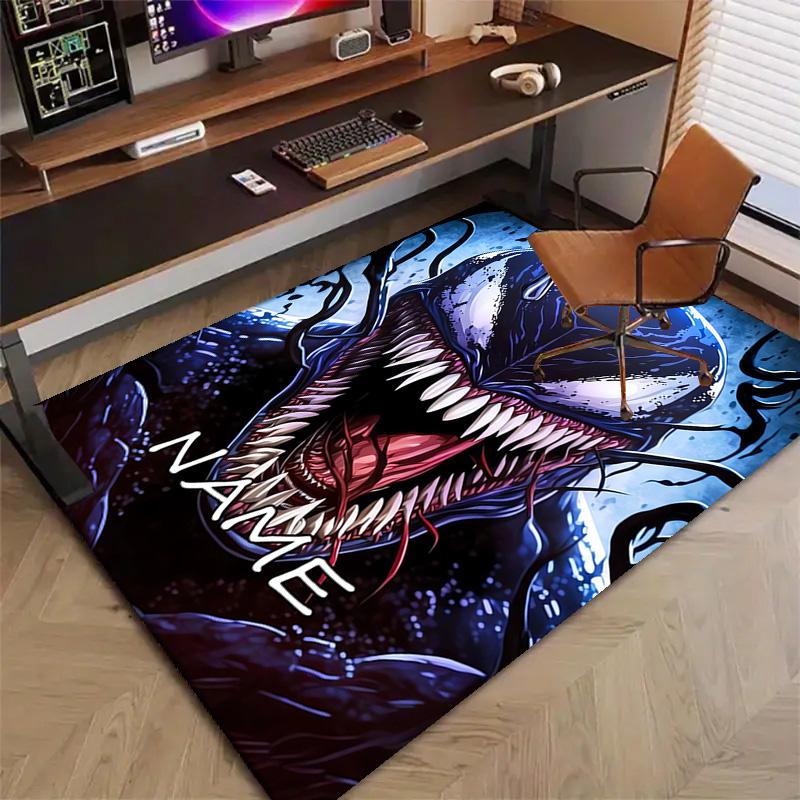 Custom Venom Mat Personalized Name, Polyester Washable Indoor Entryway Rug, Gift for Christmas, Easter, Thanksgiving Day