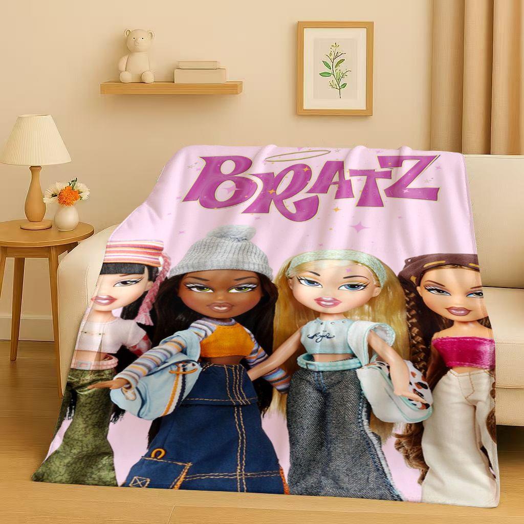 3D Cartoon Bratz Doll Girl Flannel Blanket,Ultra Soft Warm Plush Throw for Home Bedroom Bed Sofa Cover Office Gift Kids Picnic