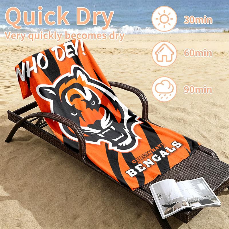 Cincinnati Bengals Beach Towels Also Serve As Bath Towels Summer Essential a Musthave for the Outdoors the Beach and the Pool