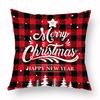 Christmas Hug Furniture Pillowcase Red Plaid Sofa Waist Support Pillow Home Home Decor Linen