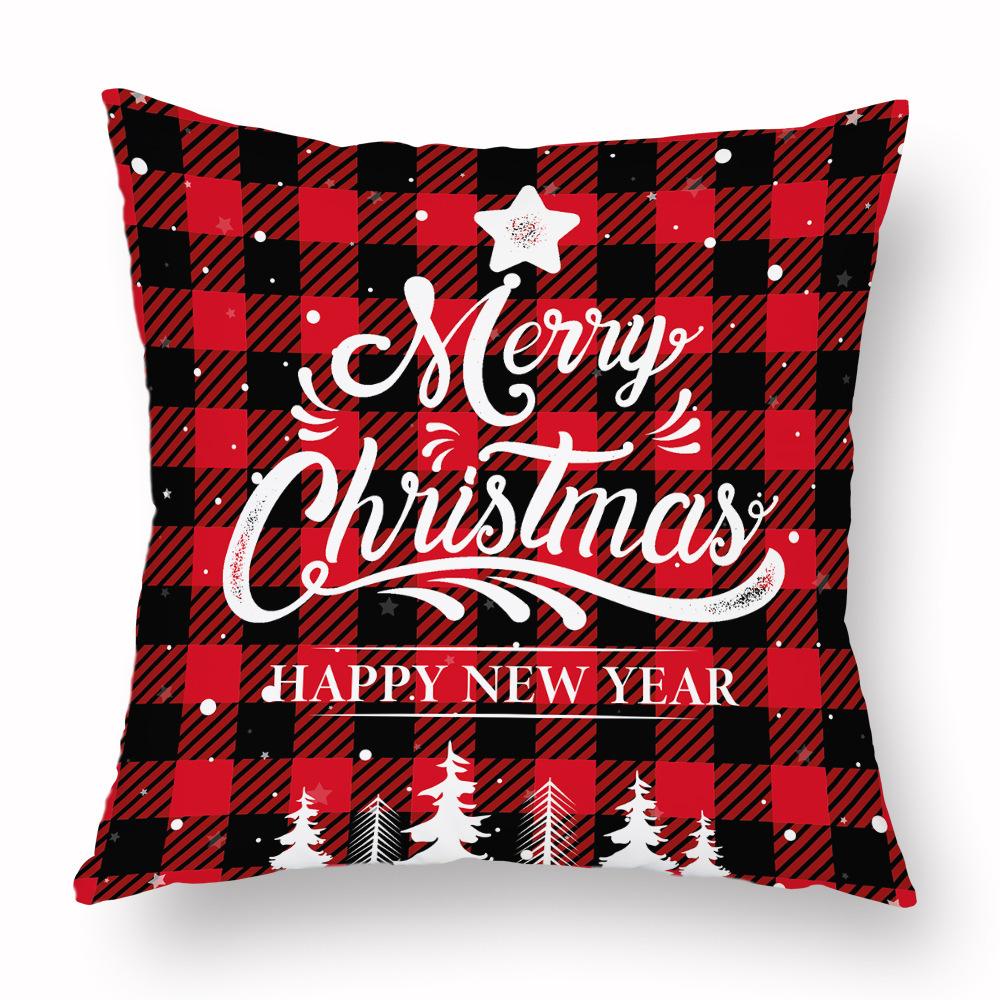 Christmas Hug Furniture Pillowcase Red Plaid Sofa Waist Support Pillow Home Home Decor Linen