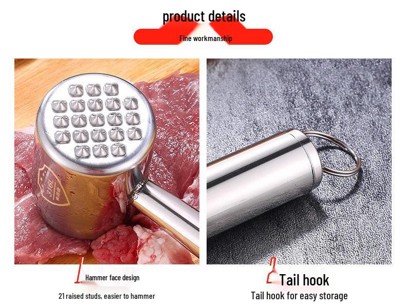 Doppelseitiger Fleischklopferhammer aus Edelstahl für Steaks