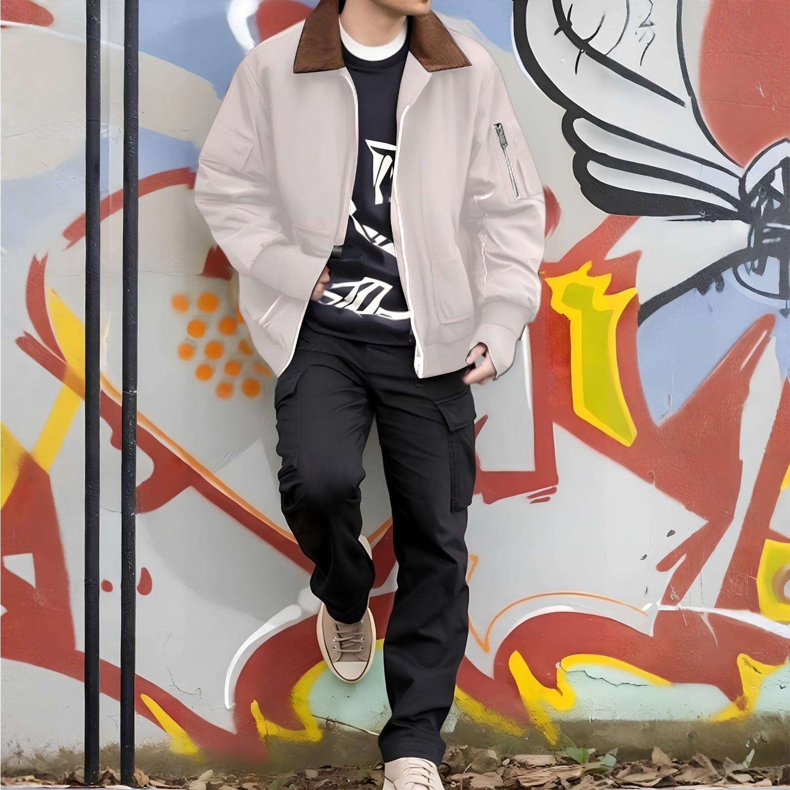 

Мужская повседневная куртка для улицы с широким воротником, спортивная куртка, рабочая одежда, топ XL розовый