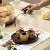 Wooden Plate Transparent Cover Cake Plate Tray Dessert Cake Dust-proof Tray Desktop Storage Container Party Accessories