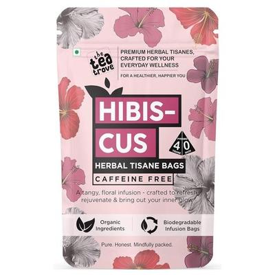 The Tea Trove Organic Hibiscus Tea Leaves Bags - 40 Eco-Friendly Hibiscus Flower Tea Bags In Resealable Pouch - Caffeine Free | Pack Of 1, 60 Grams