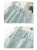 Light Green Women's Wide-Leg Jeans - 2025 Spring/Autumn Relaxed Nine-Point Fit