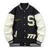 Herren Frühjahrs-/Herbst-Baseballjacke mit Frottee-Stickerei - Amerikanischer High-Street-Stil, Große Größen, Trendy.