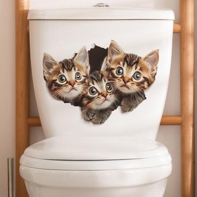Cartoon Niedliche Guck-Guck Katze Toilettensitz-Aufkleber Badezimmer-Dekoration Lustiger Abnehmbarer Wasserdichter Aufkleber