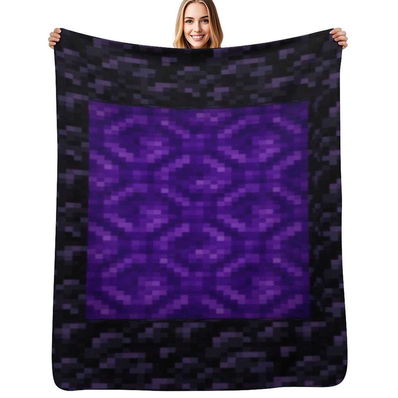 Nether Portal Pixel Blanket Throw Blanket
