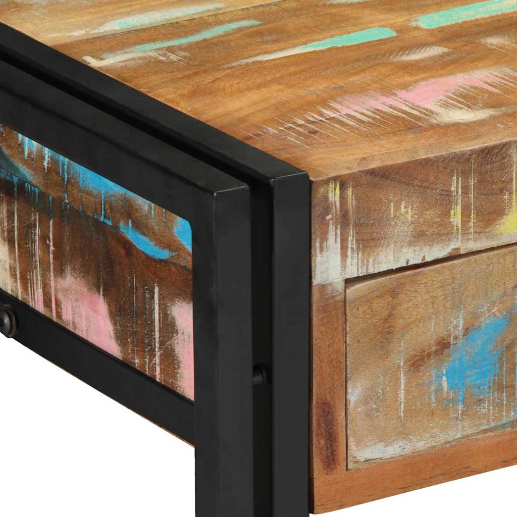 Console Table with Shelf Multicolored Solid Upcycled Wood