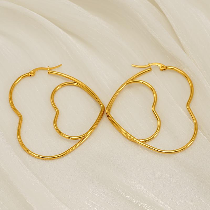 Trendy Double-Layer Heart Design Earrings: European & American Fashion, Versatile & Stylish for Women