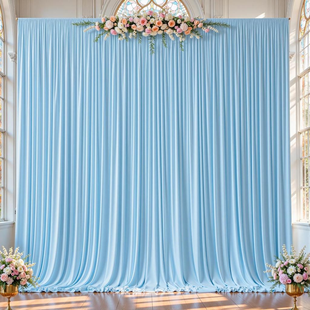 Zasłony tło z tkaniny bez zagnieceń, 1 panel, z tunelem na drążek, zasłony sufitowe, do dekoracji wesela, imprezy, ceremonii urodzinowej