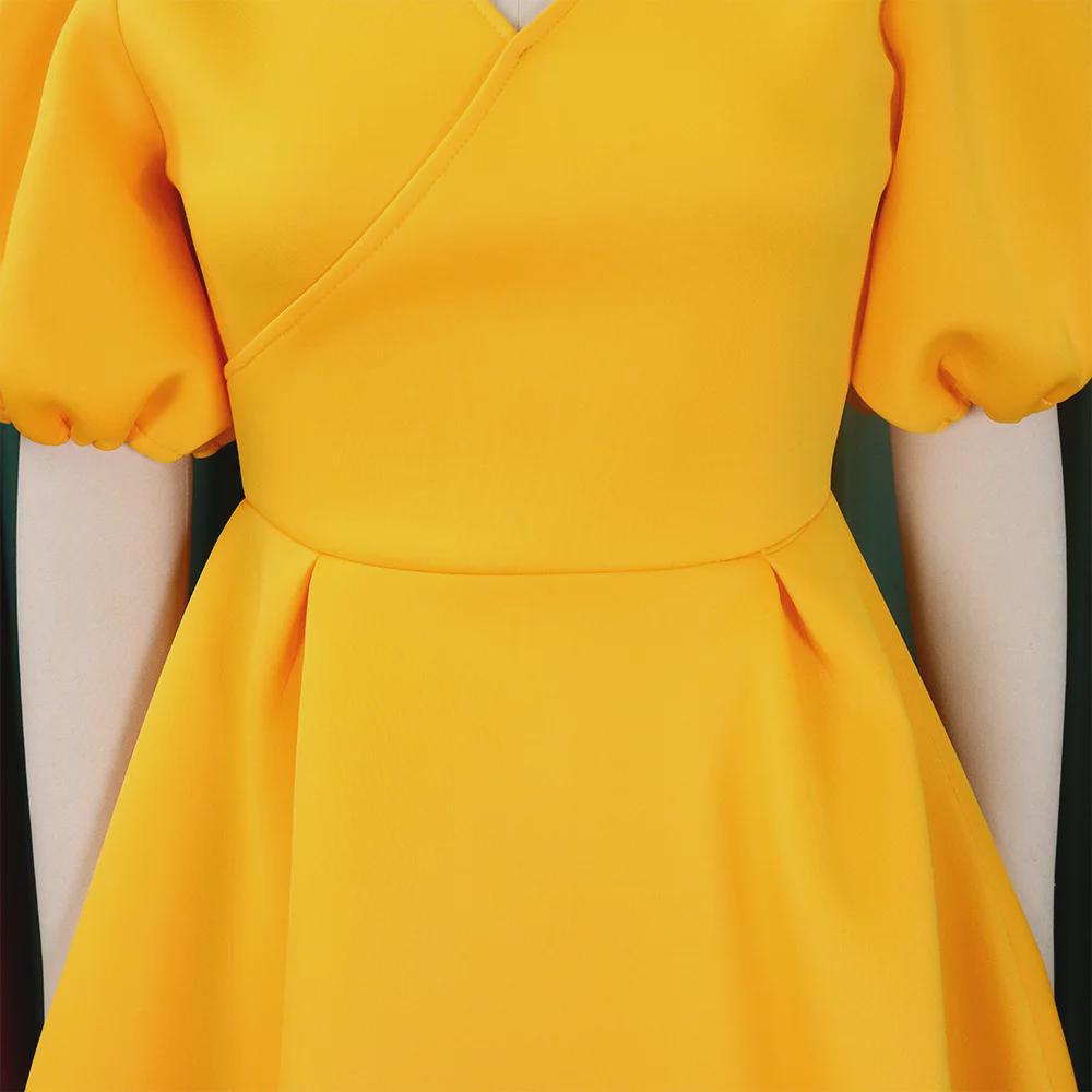 Rochie africană cu mâneci bufante cu decolteu în V - Moda 2023 pentru femei