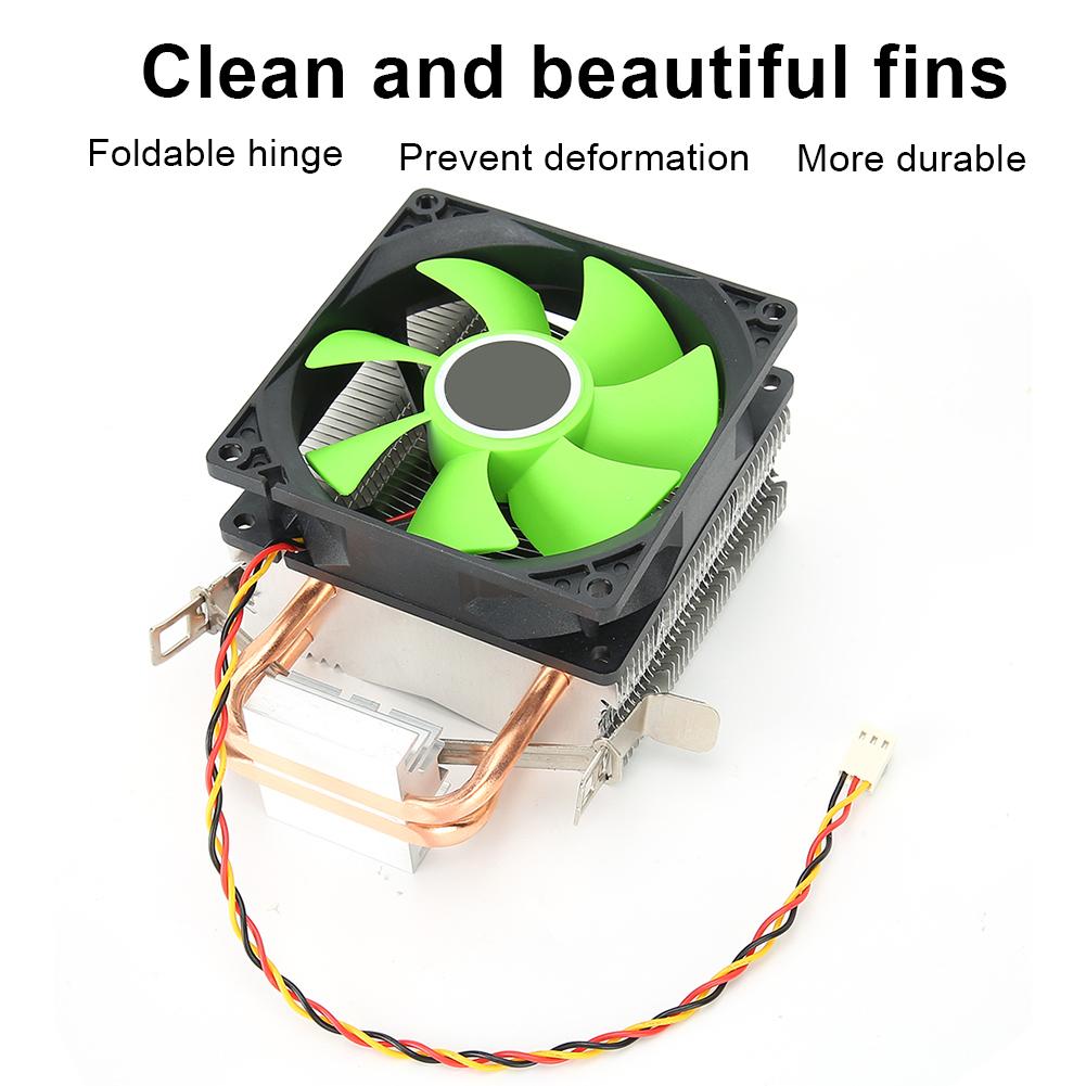 CPU Fan 3 Pin Konnektör Bilgisayar Aksesuarı Işıksız 2 Pirinç Boru AMD 775   1155   Intel için