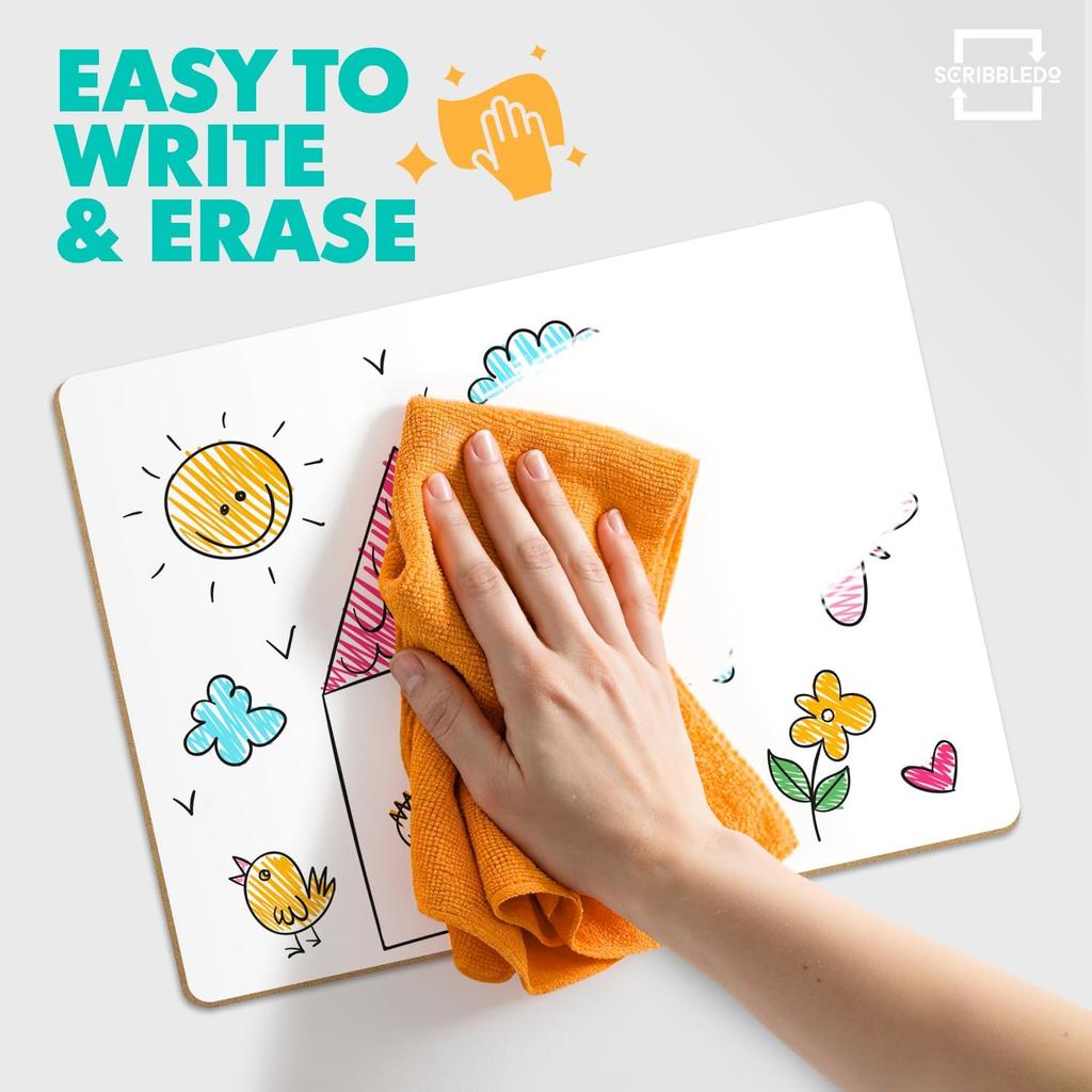Scribbledo Small White Board Dry Erase Mini Whiteboard 9x12 Inch Small Dry Erase Board Marker Board Dry Erase Lapboards Handheld Personal White