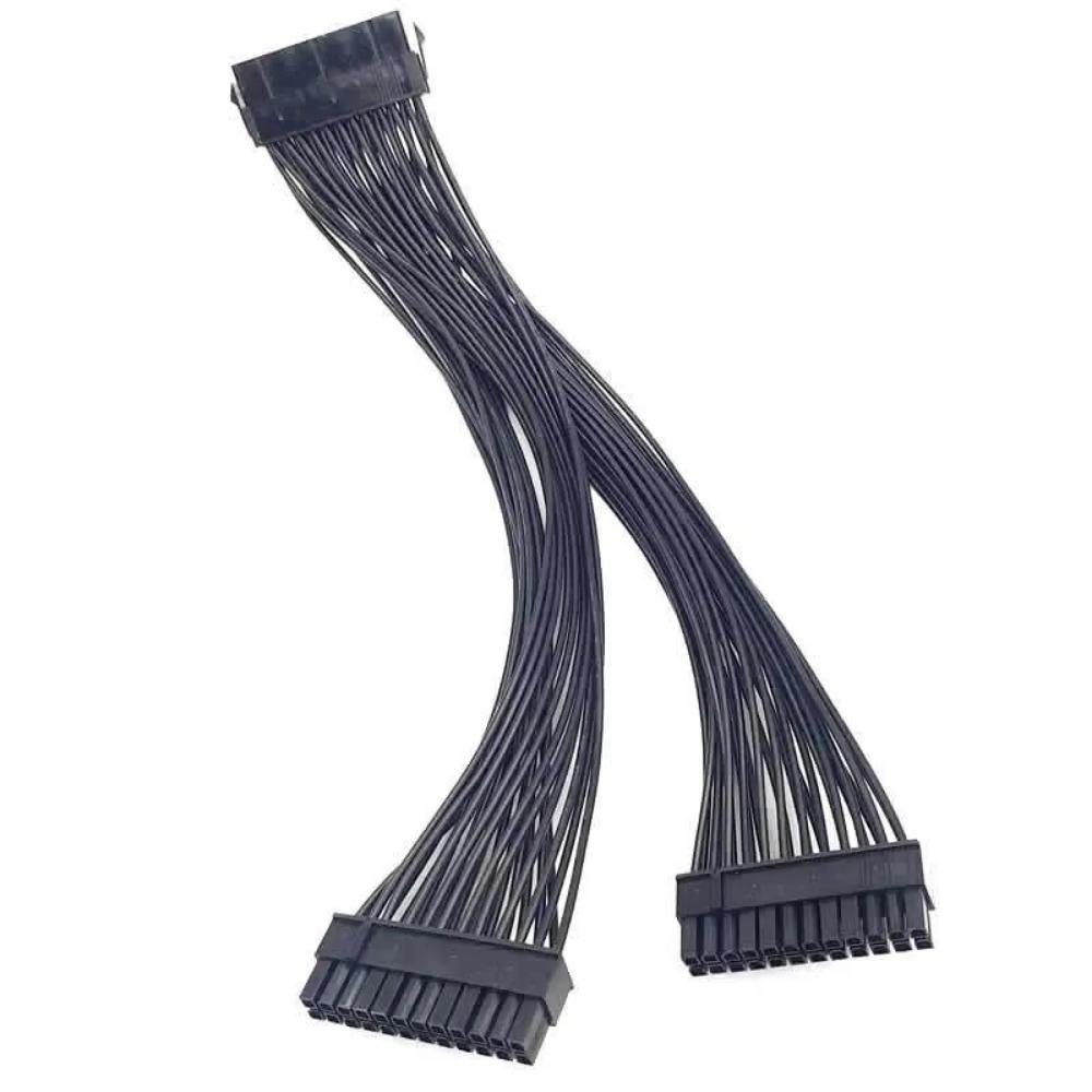 30cm Dual PSU 24 Pin ATX Motherboard Power Splitter Cable 20+4 Pin Extension Cord Female to Male Y Adapter for Mining Rig PC