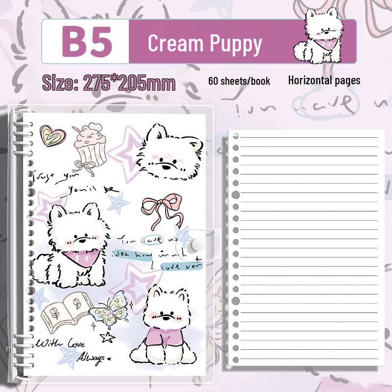Cute Pet Transparent Soft PVC Binder B5 Notepad Diary with Iron Clip