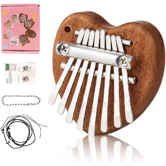 8 Key Kalimba Thumb Piano - Mini Wooden Finger Piano for Adults & Beginners Small Musical Instrument with Tuning Hammer & Study Guide - Portable