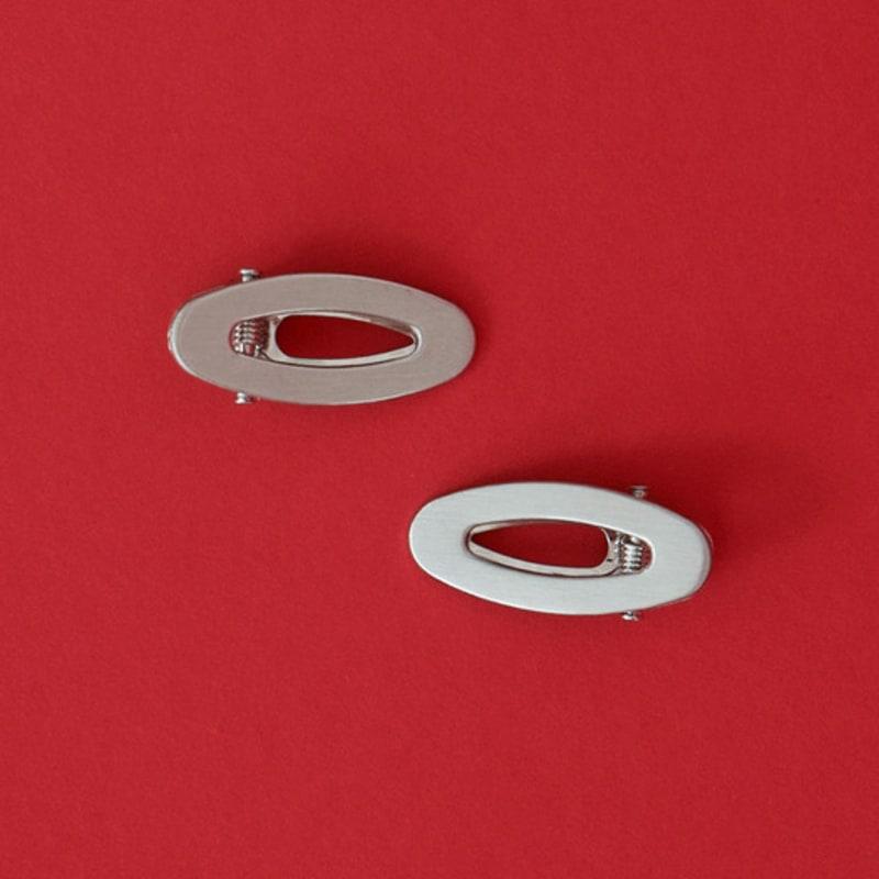 Geegee [2SET] Metal Oval Hair Pin - 2color