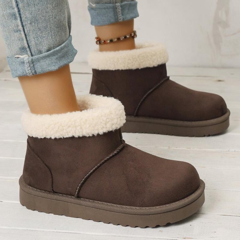 Fashion New Fashionable Elegant Women Snow Boots Winter Flat Wear-resistant Soft Students Plus Velvet Warm Ankle Boots Women's Fur Boots