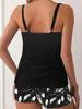 European & American Sleeveless Floral Tankini Set: Slimming Split Swimsuit with Flat Leg Shorts