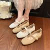 Spring/Summer New Style Fashionable Women's One Word Buckle Mary Janes Round Head Flat Women's Mesh Ballet Shoes Zapatos Mujer