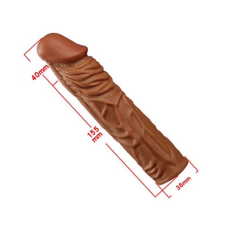 Silicone  Lifelike  Condom Thick Cock Belly Enhancer Enlargement Penis  Extender Growth Sleeve