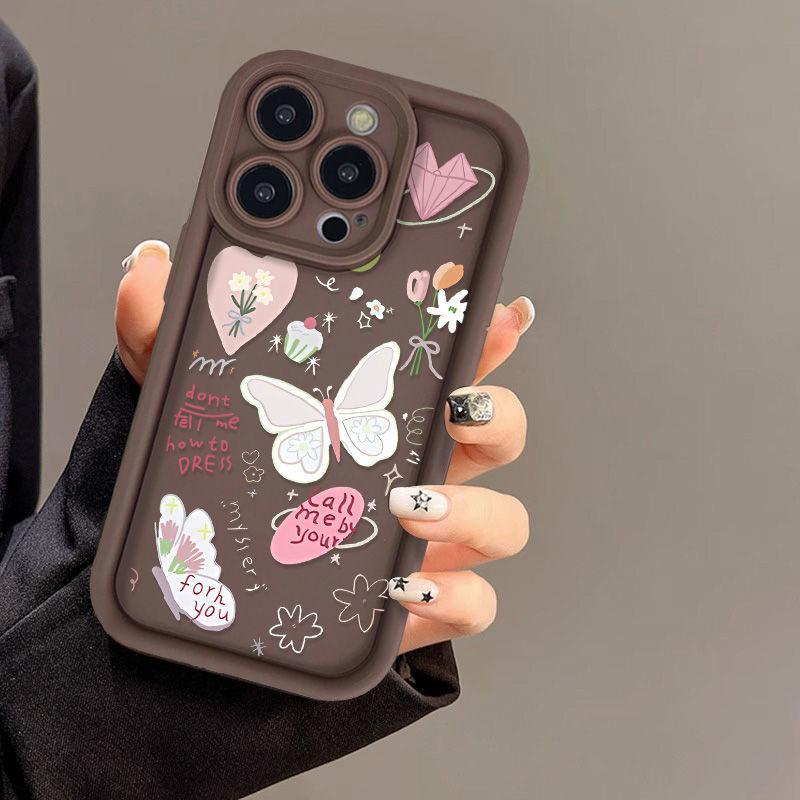 Flower butterfly for iPhone17PorMax mobile phone case 14 Apple 13 matte 12/11 protective case 15