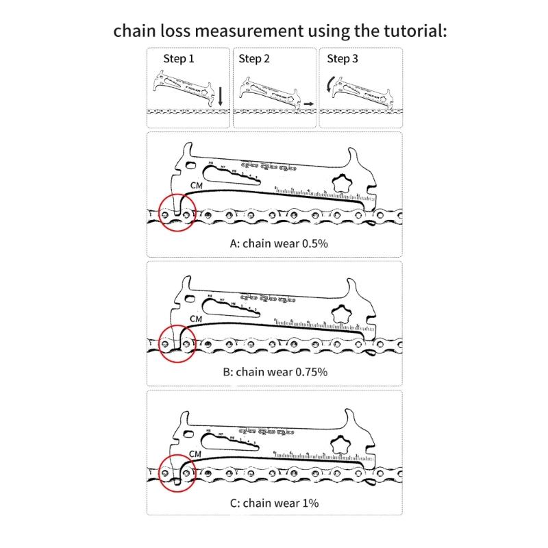 Compacts Chain Wear Measurement Device Gauges Measurement Repair Tool for Mountain and Road Bike Cyclists