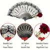 Vintage Spanische Flamenco Rose Spitze Handfächer Elegant Schwarz Faltbar Party Hochzeit Fächer 1 Stück/2 Stück Option für Besondere Anlässe