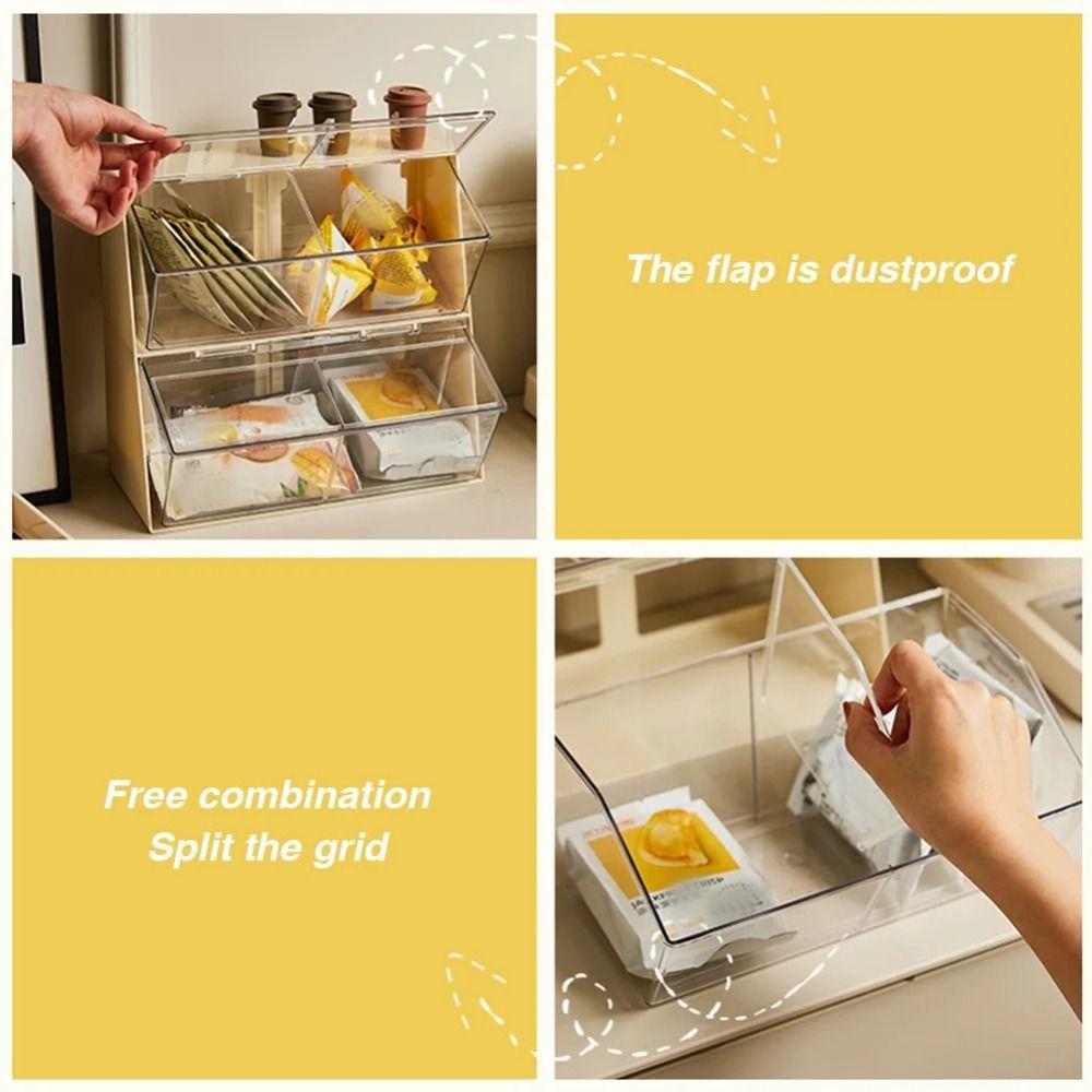 Dustproof Tea Bag Storage Box Large Capacity Coffee Pod Holder Durable Desktop Storage Box  Bar