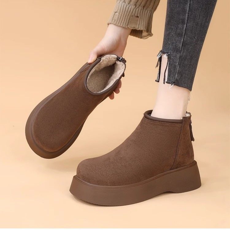 Thick-soled heightening Birkenstocks women's Martin boots 2025 new autumn and winter velvet warm snow boots short boots cotton shoes