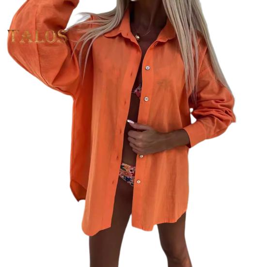 Dámské košile s dlouhým rukávem a klopou, jednořadé košile, jednobarevné, volné, halenka, podzimní, ležérní topy