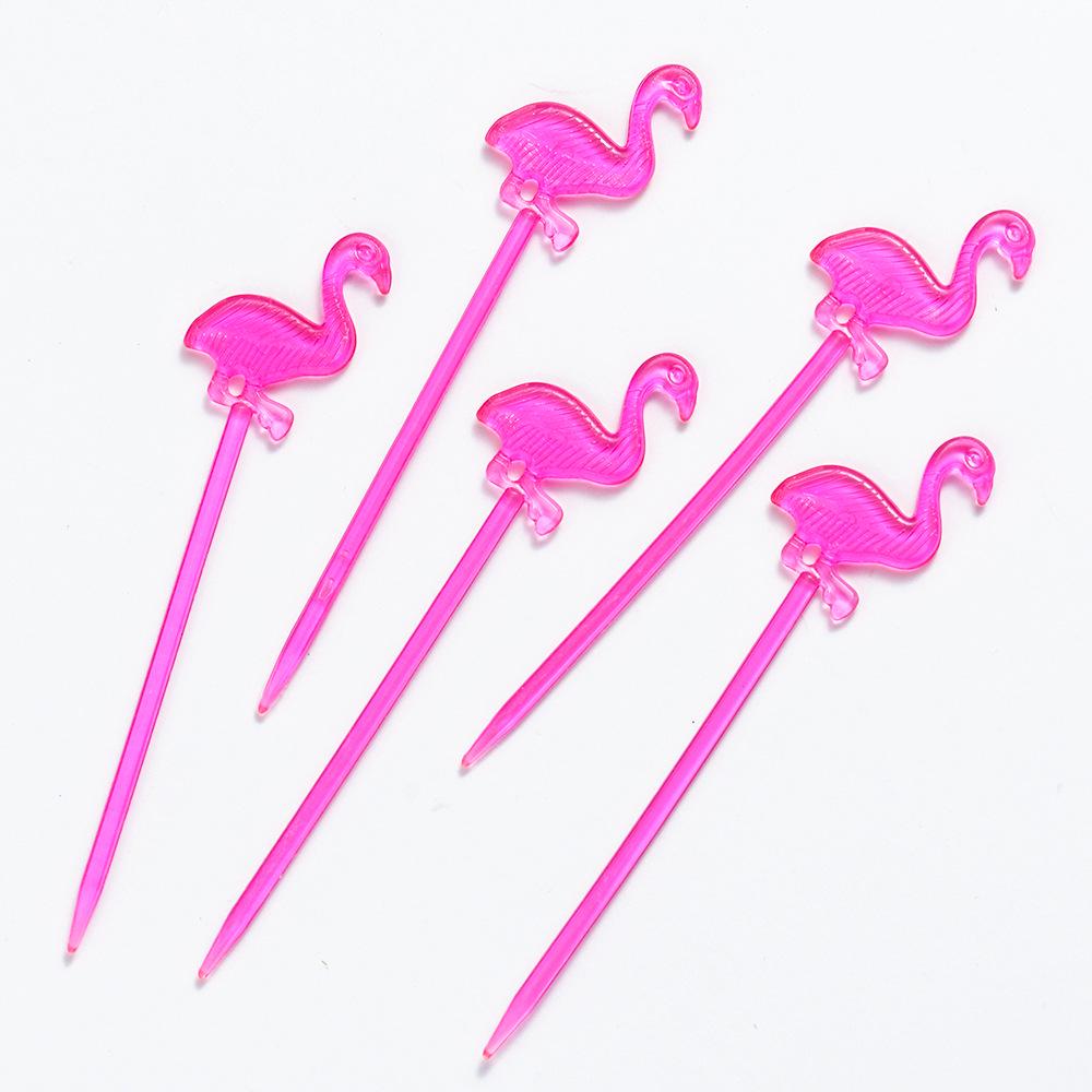 Flamingo Fruit Pick Forks - Reusable Plastic Pastry & Fruit Needles