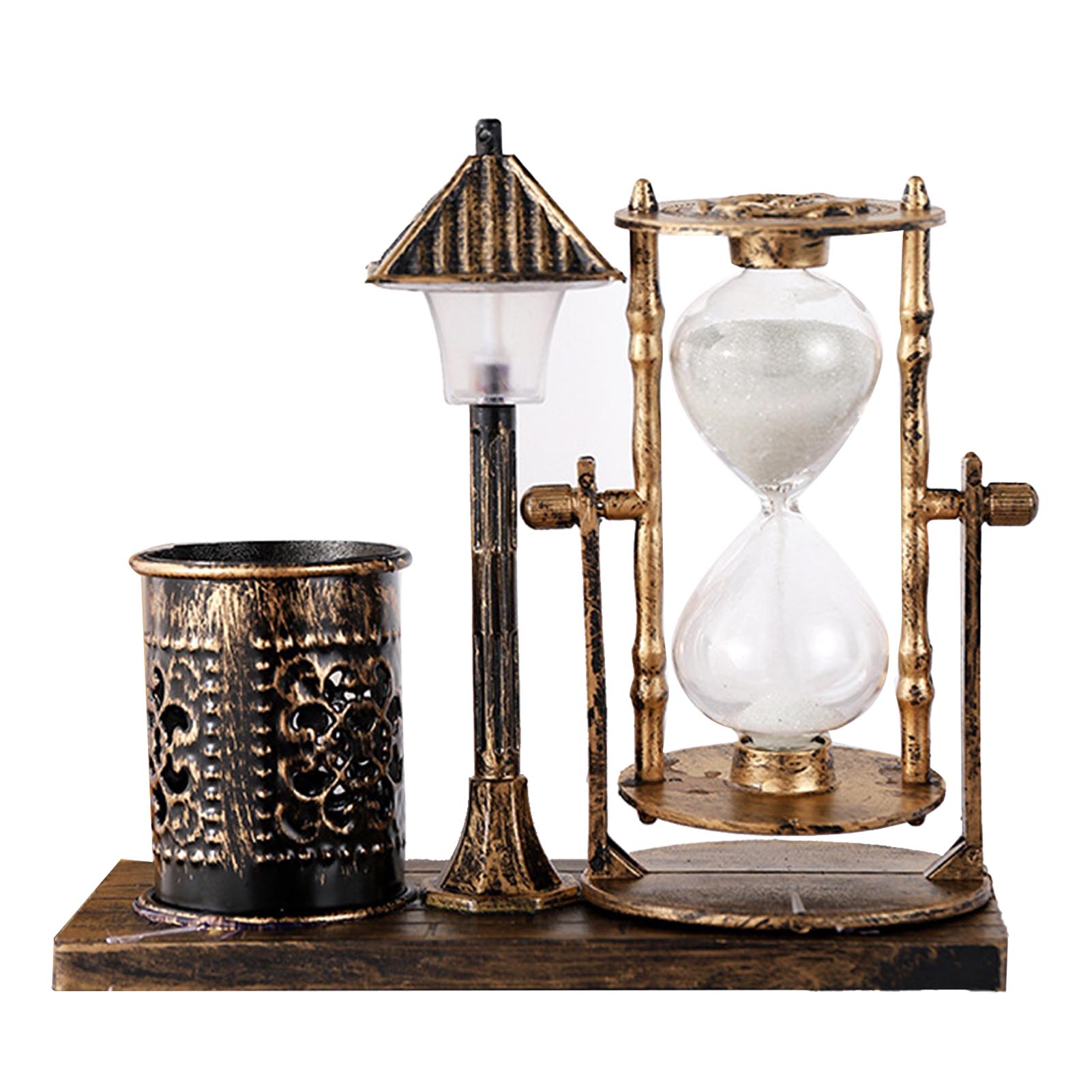 

Винтажная подставка для ручек Инновационный белый цвет Подставка для ручек в виде песочных часов и уличного фонаря для офиса Серебристый золотой
