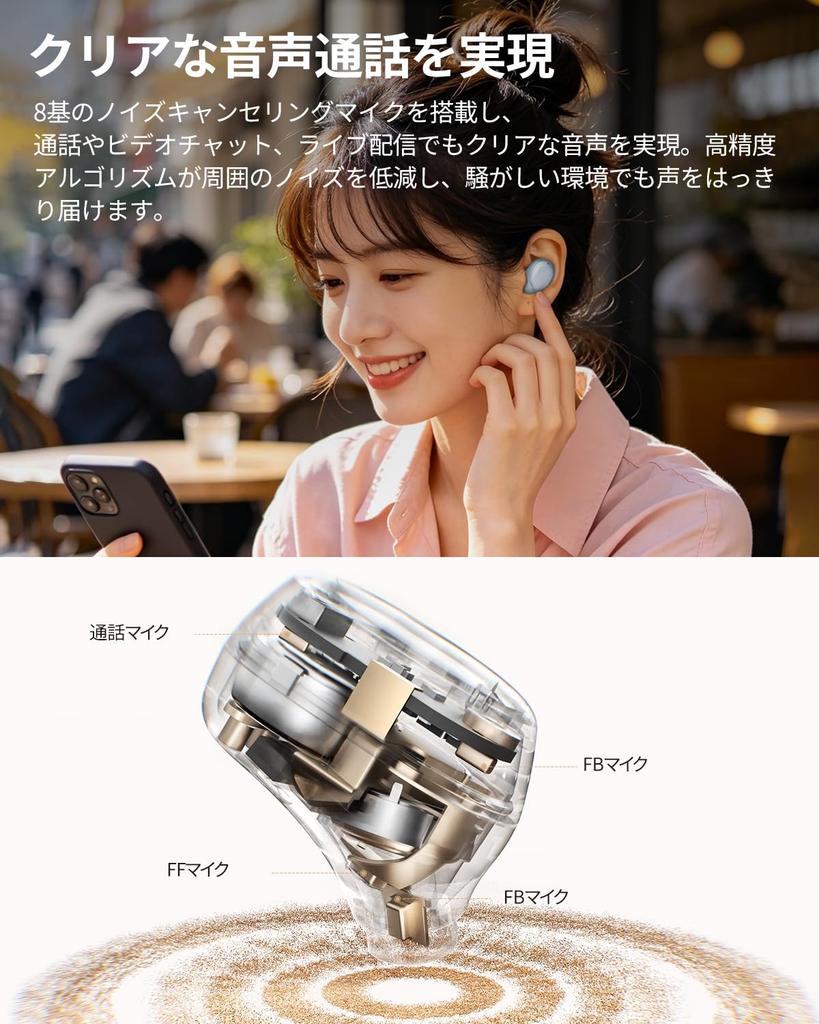 QCY MeloBuds A30 Wireless Earphones with Noise Cancellation Multipoint Connectivity and Up to 50 Hours of Playback Time (60dB), Hi-Res Audio, (3