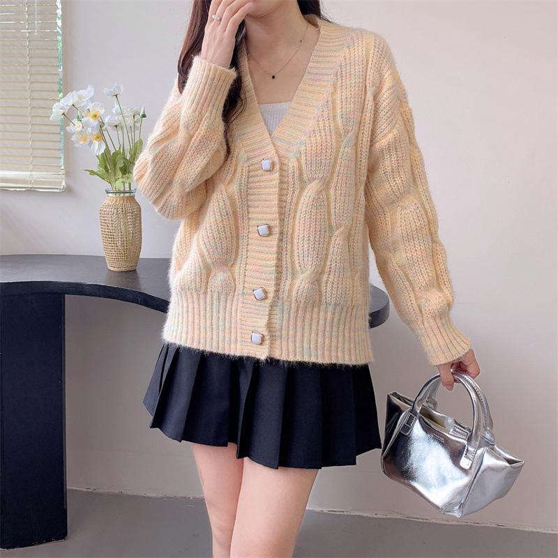 2024 Autumn Women's V-Neck Loose Knit Cardigan