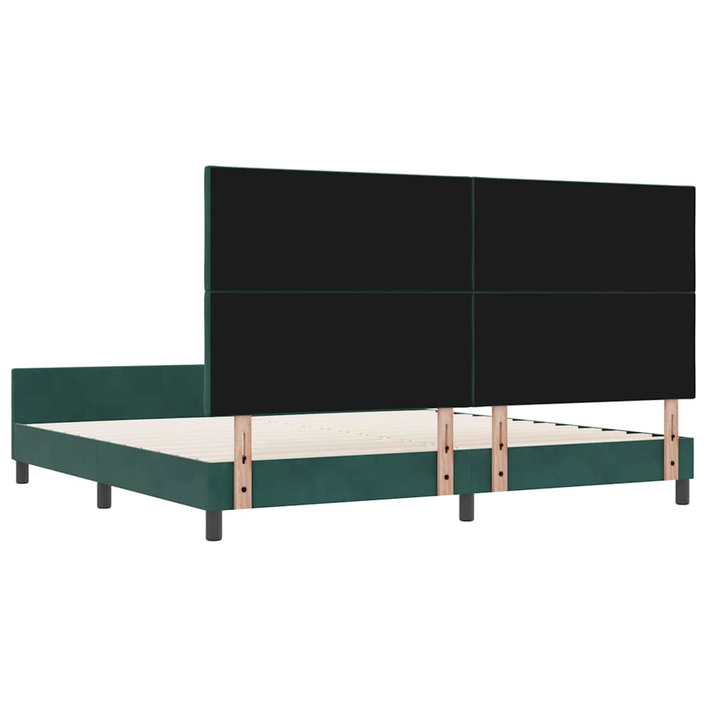 Box Spring Bed with Headboard Dark Green 200 x 200 cm Velvet