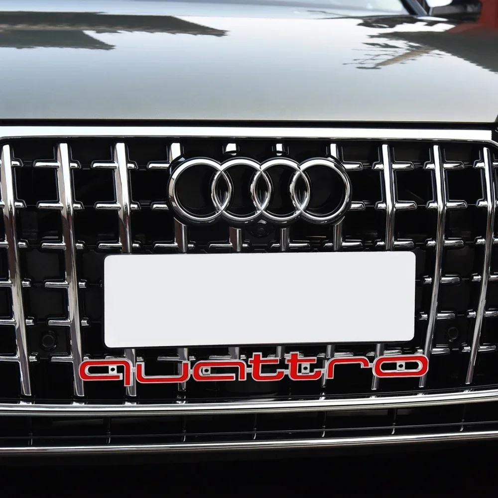 3D ABS Quattro Emblem Car Front Grille Badge LOGO Auto Accessorie For 115a SLine A5 C6 C5 A1 A7 Q3 TT S3 B5 A3 8P 8V B6 8L Q2 S4a115