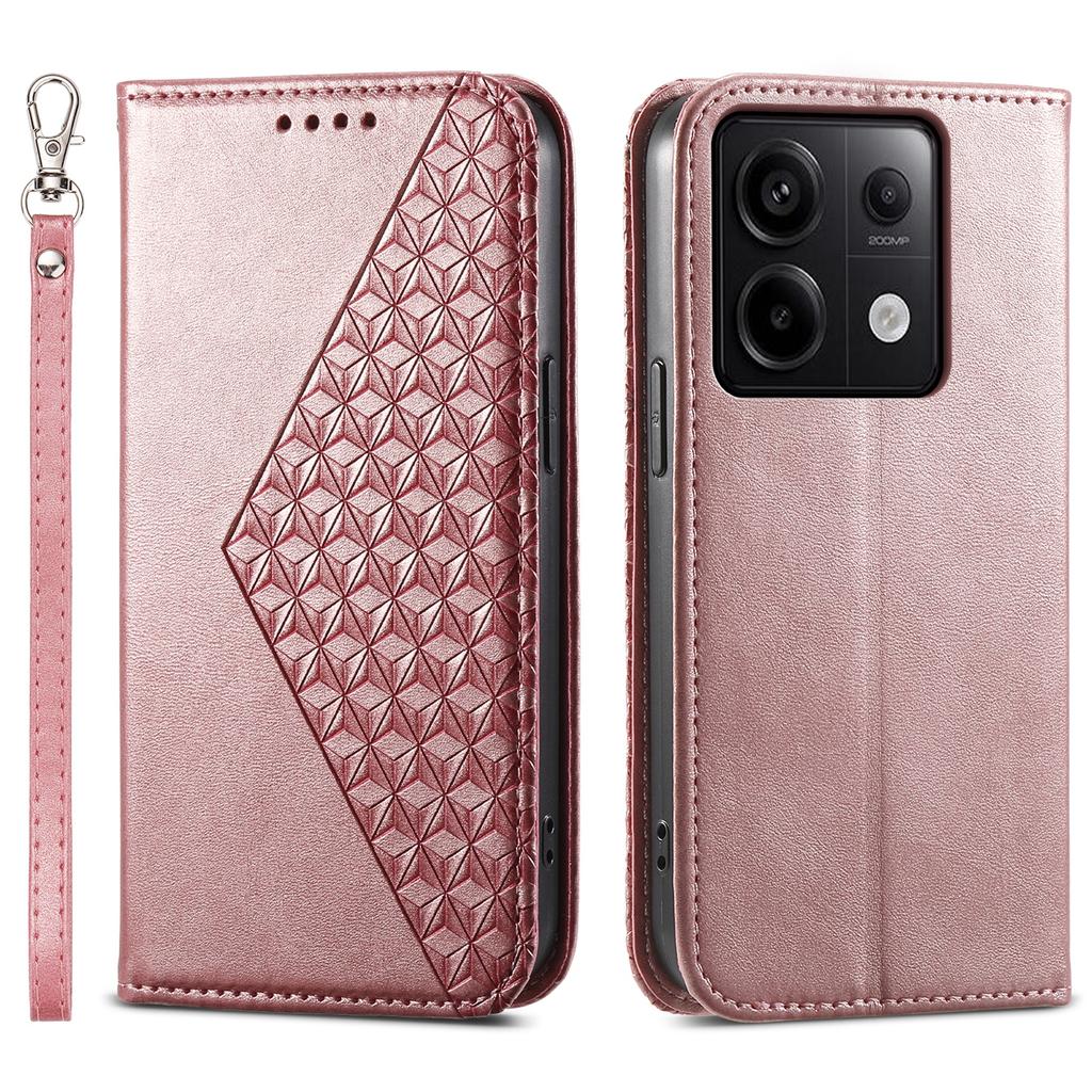 For Xiaomi Redmi Note 13 Pro 5G/Poco X6 5G Case Wallet Magnetic Leather Cover Rhombus Pattern