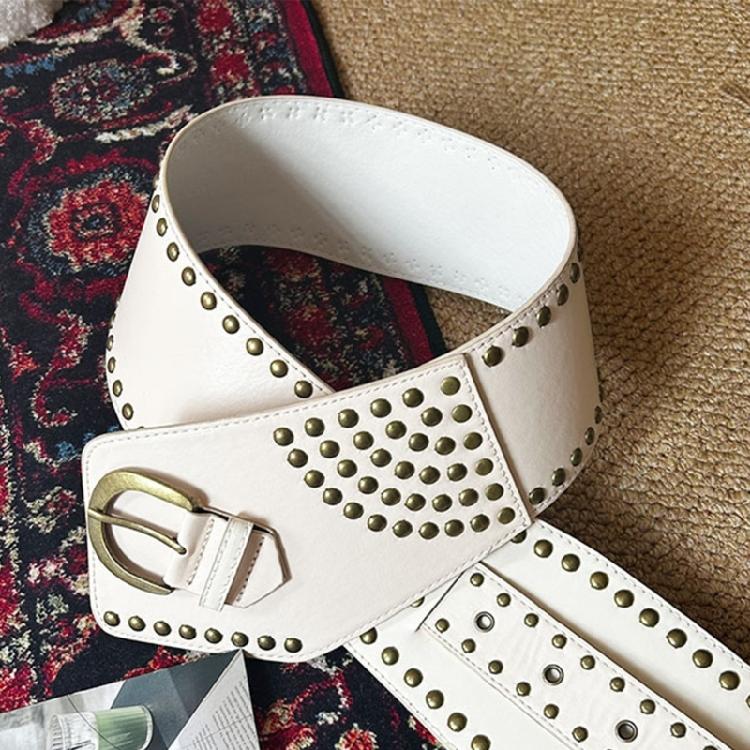 Party Rivet Studded Belt for Adult All Matching Belt Waistband PU Leather Belt Elegant Pants Jeans Belt for Women Men