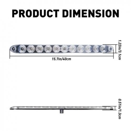 2PCS 15" Red Truck Trailer Light Bar 11 LED Stop Turn Tail Brake Lights Strip