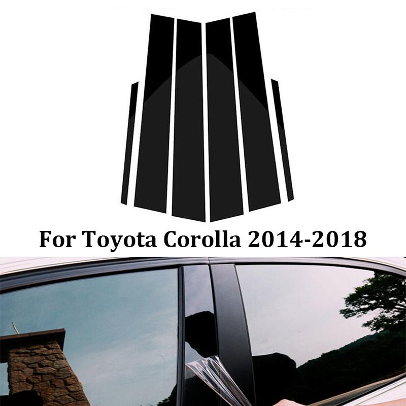 6pcs/set Car Door Window Pillars B-pillar Post Trim Stickers PC Plastic for Toyota Corolla 2014-2018