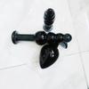 VaHppy Black Glass anal plugs 3pcs 3.4/4.9/6.5cm SM BDSM Adult Products Gay Anal Masturbation Expansion Sex toys Pulling Beads