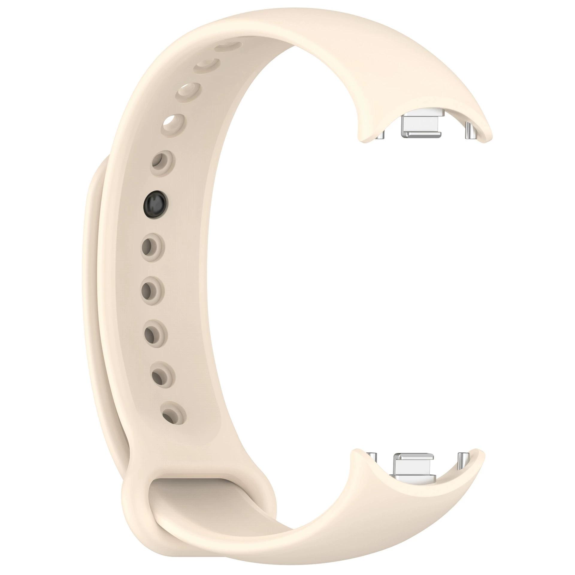 Offizielles Silikonarmband für Xiaomi Mi Band 11 10 9 8 Sport Metallknopf Armband Armband für Miband 9 8 Ersatz Zubehör Gürtel Mi Smart Band 8/NFC elfenbein
