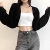 Open Front Women's Cardigan Solid Color Cropped Casual Shrug Top