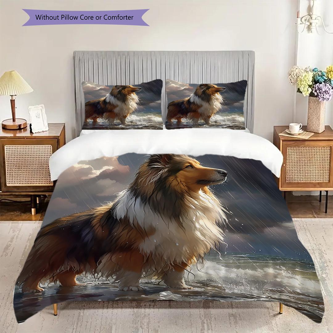 

Australian Shepherd Pattern Bedding Quilt Set Quilt Cover Pillowcase Home Decoration Birthday Gift (1 * duvet cover + 2 * pillowcase, without core) 135x200cm