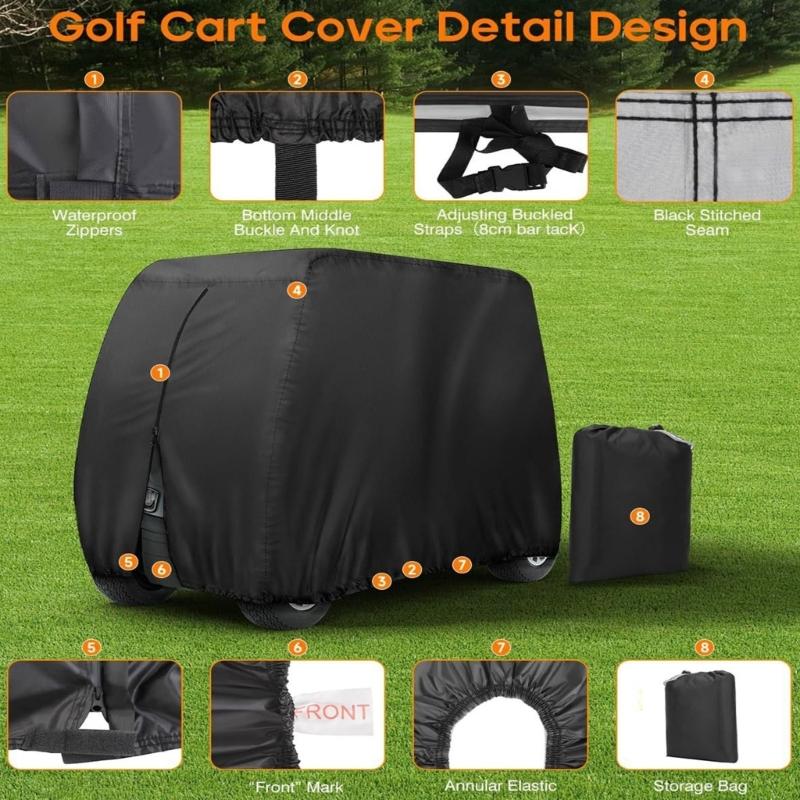 4 Passenger Golf Cart Weatherproofed Cover Heavy Type Compatibility With Cart Brands Dusts Resistant
